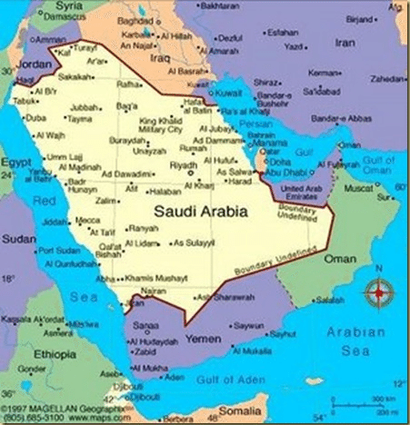 peta saudi dan timur tengah